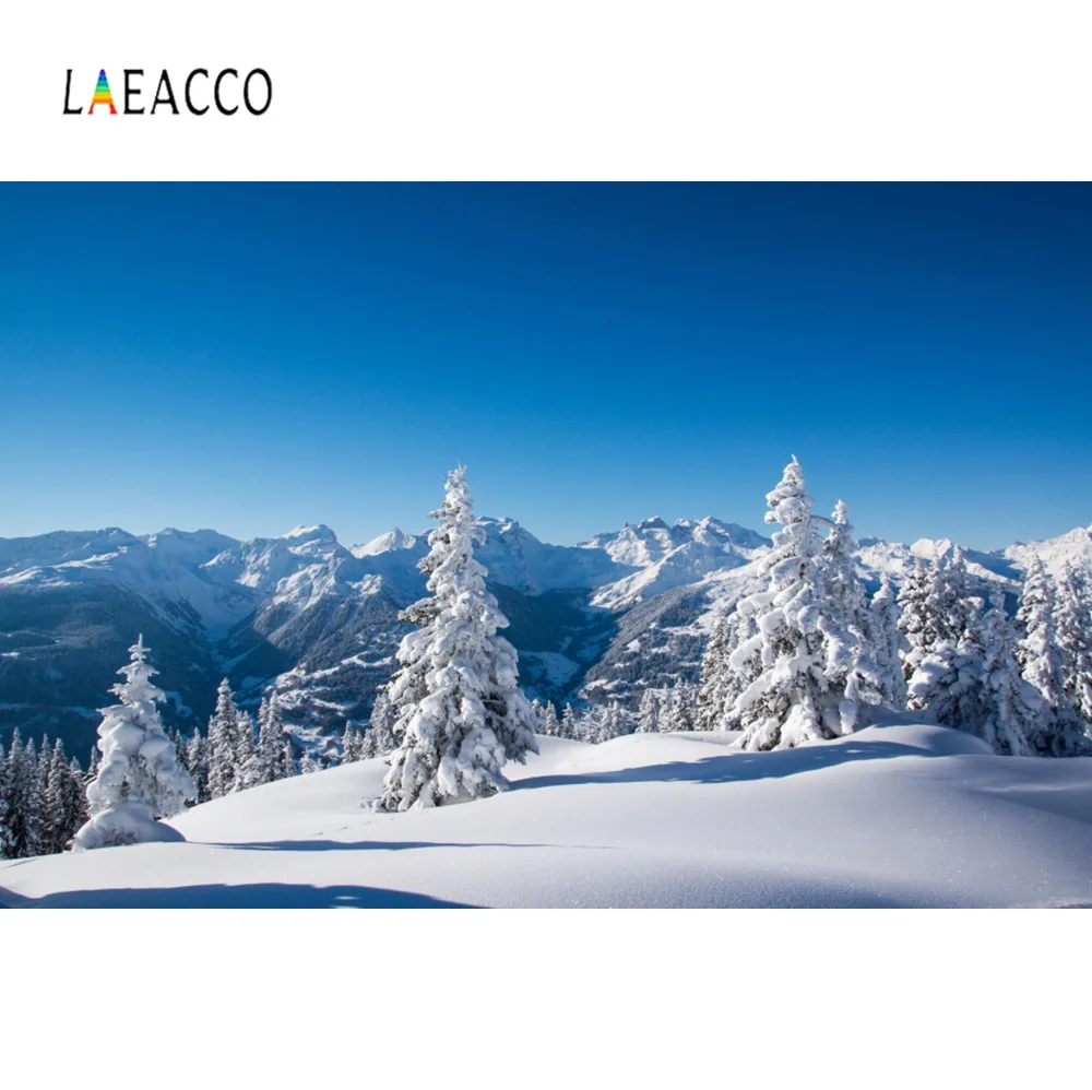 

Laeacco Winter Mountain Snow Pine Forest Shining Sky Scenic Photo Backgrounds Photocall Photography Backdrops For Photo Studio