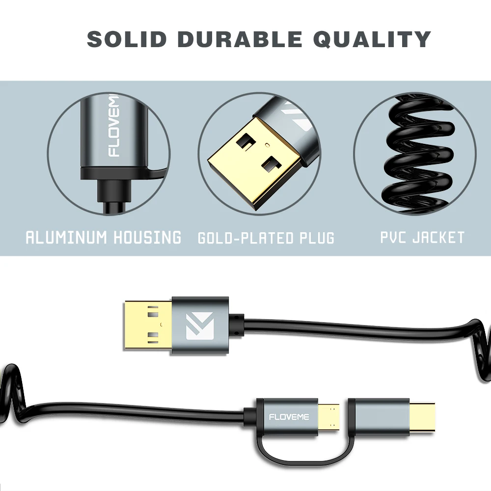 Кабель Micro USB FLOVEME 2 в 1 QC 3 0 кабель для быстрой зарядки и синхронизации данных