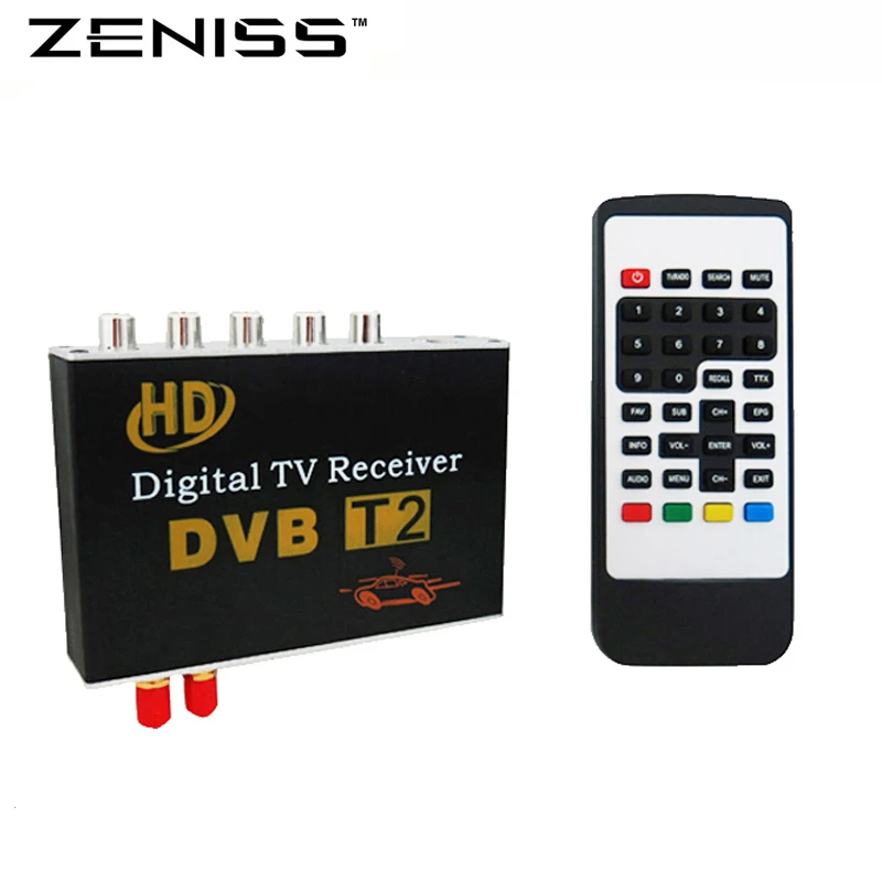 ZENISS автомобильный DVB-T2 ТВ приемник двойной тюнер для автомобиля dvd высокоскоростной mpeg4 Автомобильный цифровой DVBT2 тюнер авто мобильный DVB-T приемник