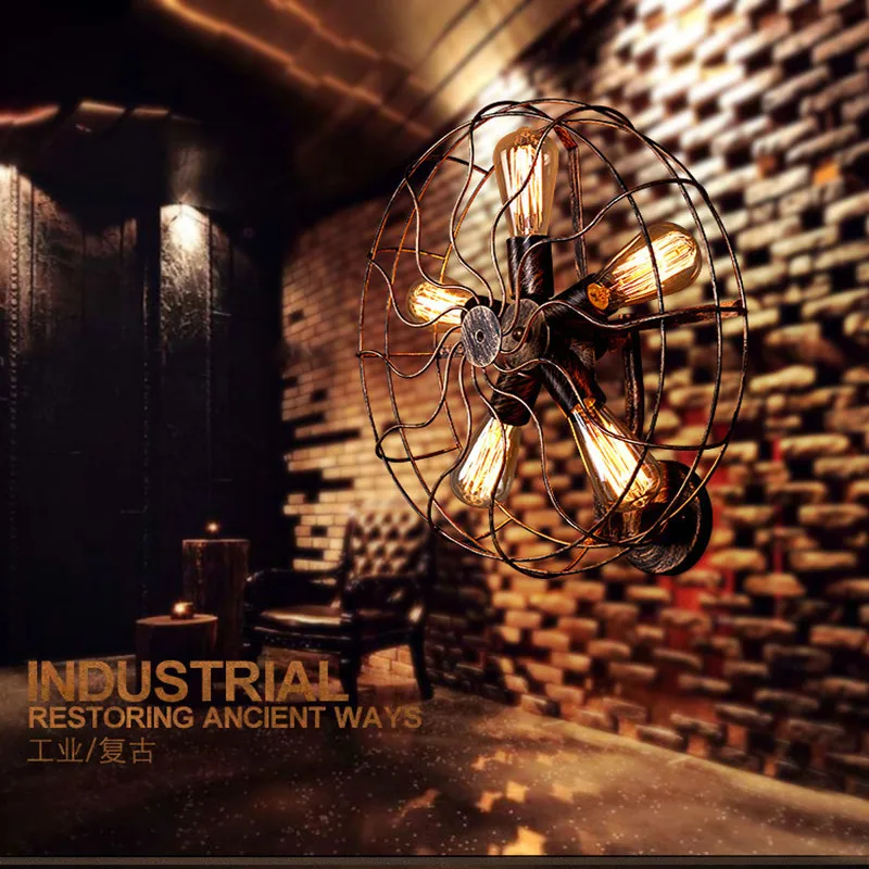 

Loft Style RH Fan Wall Light Retro Art Bar Coffee Shop Decoration Light Concise E27 Edison Bulbs Light Free Shipping