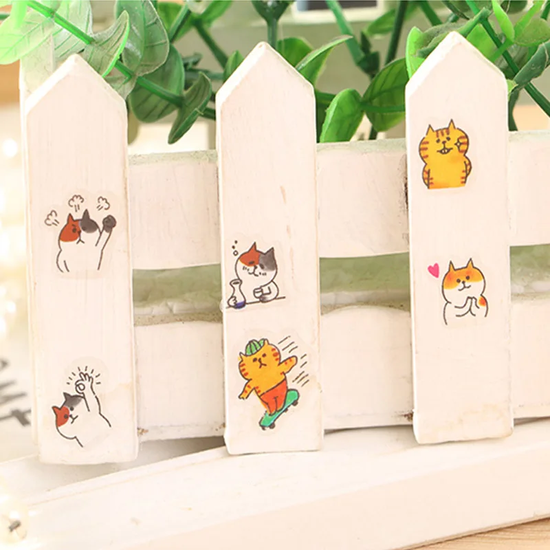 6 шт./партия(1 сумка) милые ПВХ наклейки прозрачный мультфильм кошка липкая бумага для украшения дневника