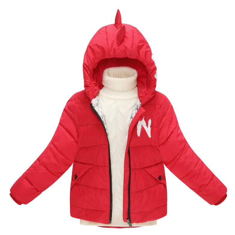Зимняя верхняя одежда с капюшоном и перьями для маленьких девочек от 4 до 10 лет пальто г. детская одежда для девочек теплая толстовка с капюшоном куртка на молнии для девочек - Цвет: Red
