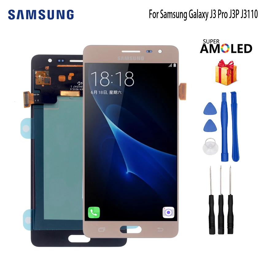 

AMOLED For Samsung Galaxy J3 Pro J3P J3110 LCD Display Touch Screen Digitizer Display Screen LCD Phone Parts Free Tools
