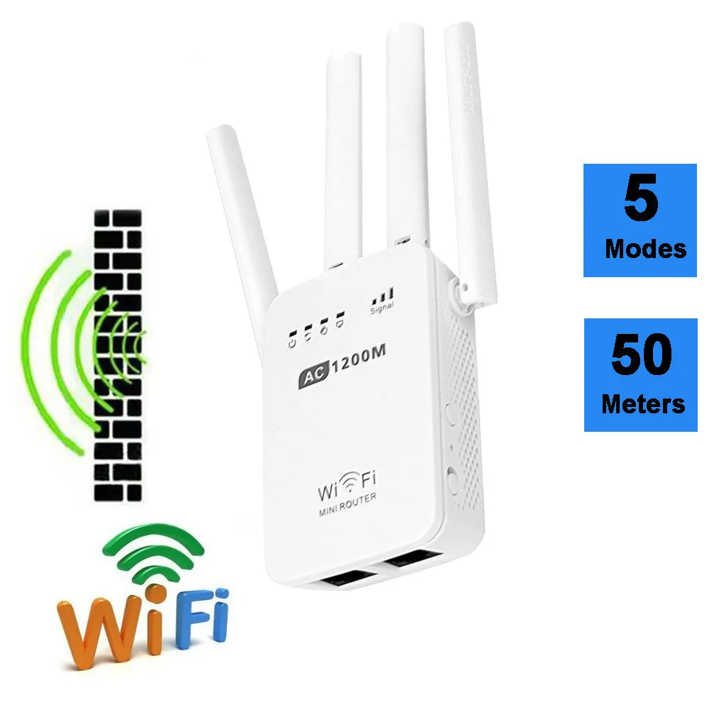 

VOBERRY 1200 Mbps Dual Frequency 2.4/5g Wireless Range Expander WiFi Relay Router 4 Antenna Wide Area Wireless