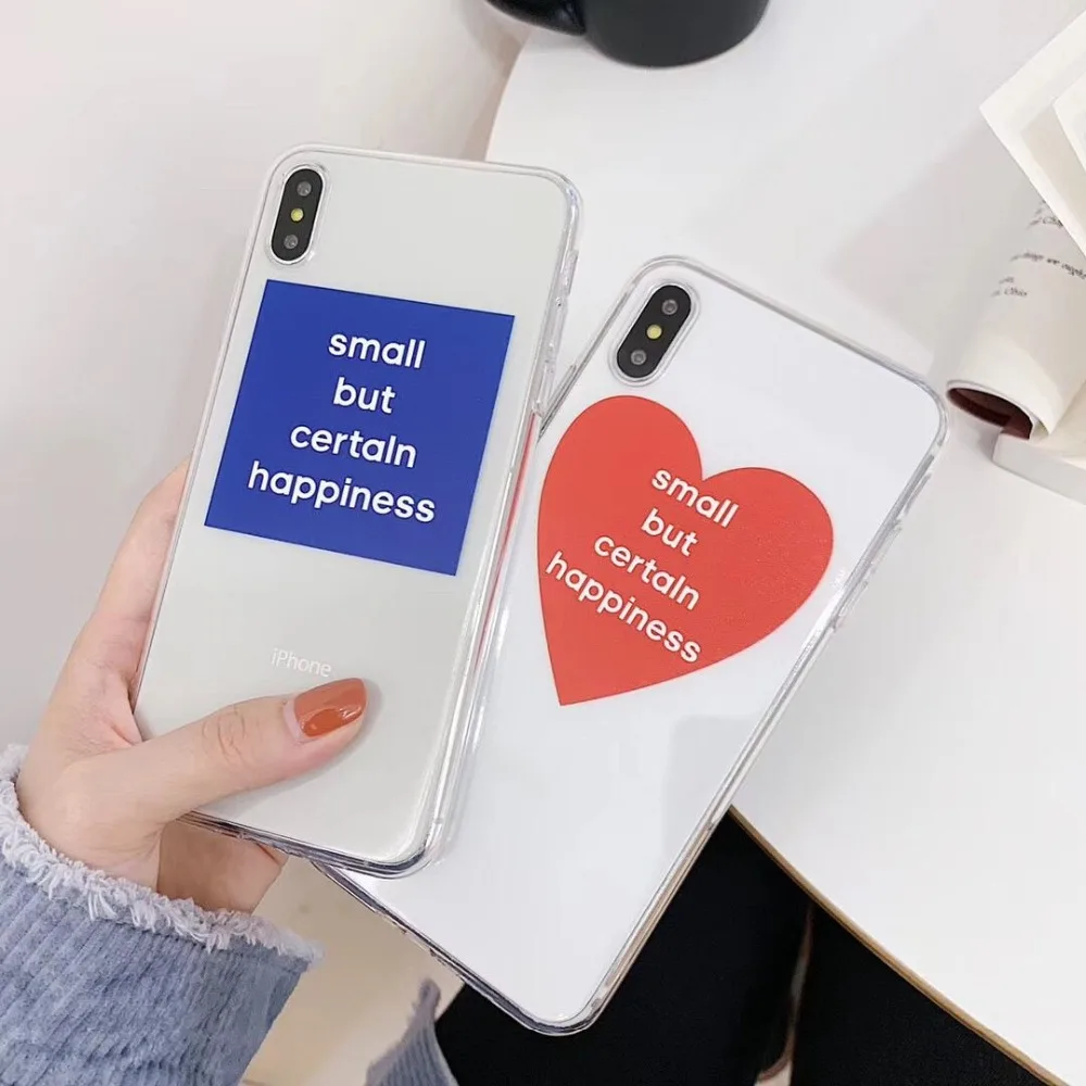Transparent ins Simple love Couple soft shell For iPhone 7 7Plus 6 6S 6Plus 8 8Plus X XR XS Max Thin and light TPU Anti-fall Phone case03