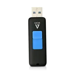 V7 VF364GAR-3E, 64 ГБ Unidades флэш-память USB 3,0 (3,1 Gen 1), разъем USB тип A, 80 МБ/с., deslizar, черный, синий