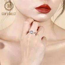 Gem's Ballet 2.36Ct Овальный натуральный Небесно-Голубой топаз драгоценный камень кольцо 925 пробы серебро классическое обручальное кольцо для женщин подарок