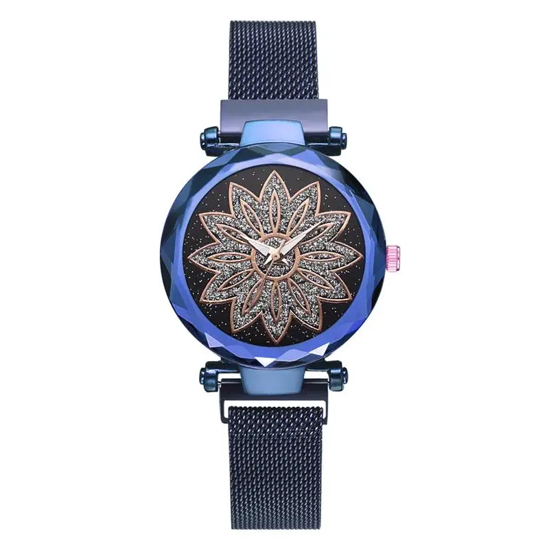 Модные женские Megnet браслет для часов в сетку Роскошные удачу женские кварцевые часы на запястье женские элегантные часы деловые часы Reloj Mujer - Цвет: Blue