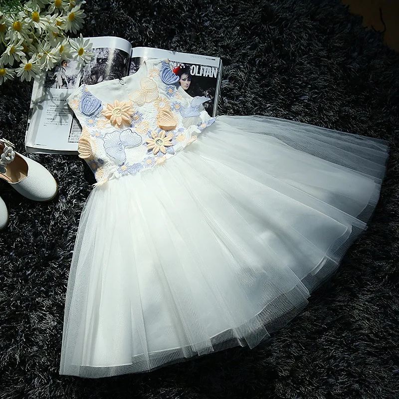 

4-10 Year Teenager Tutu Vestido New Lace Flower Girl Dresses Sleeveless Princess Clothing Wedding Birthday Party Gown Dress
