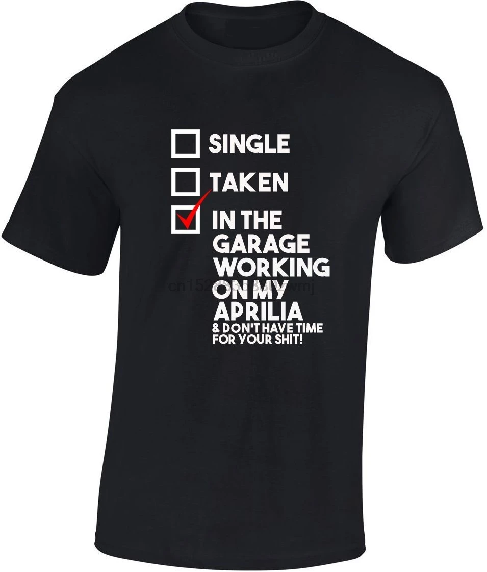 

In the Garage Working on My Aprilia Personalised T shirt Motorbike New T Shirts Funny Tops Tee New Unisex Funny