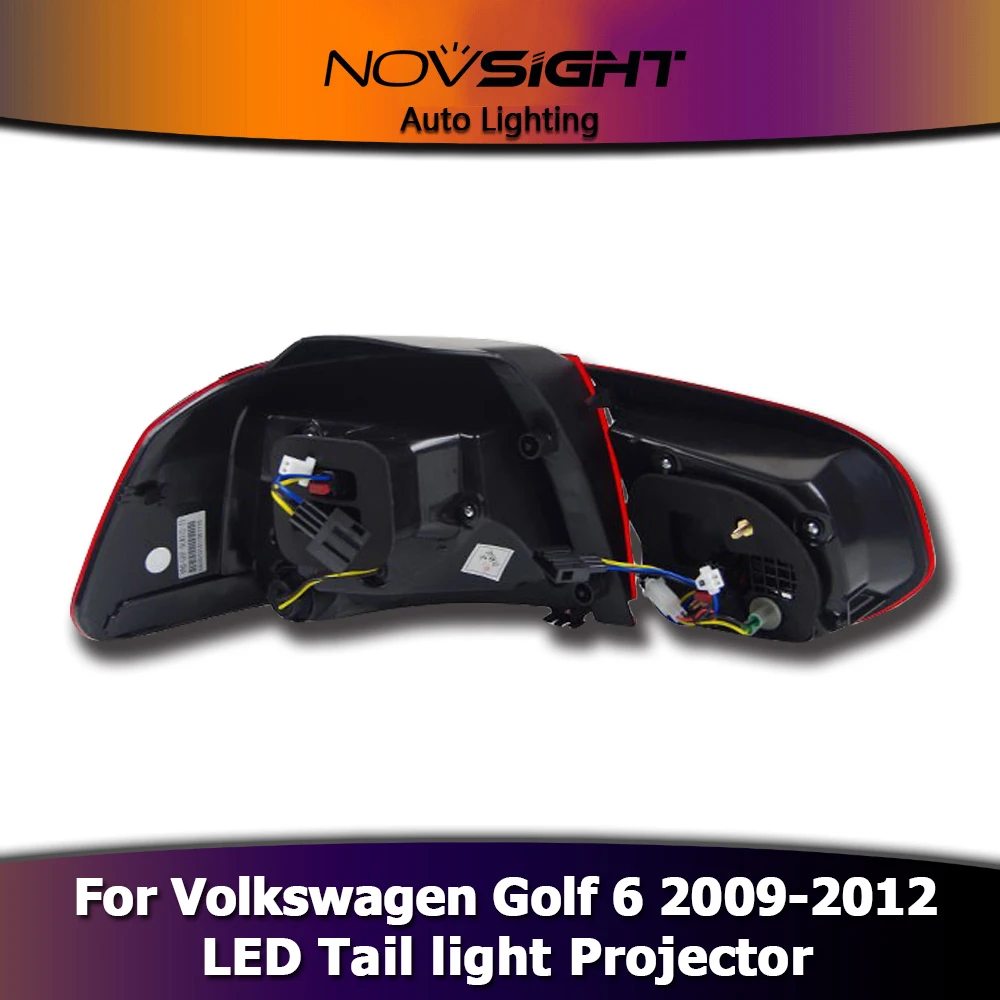 NOVSIGHT Автомобильный задний светильник в сборе для VW GOLF 6 2009-2012 светодиодный тормозной светильник с течением воды мерцающий поворотный сигнальный светильник