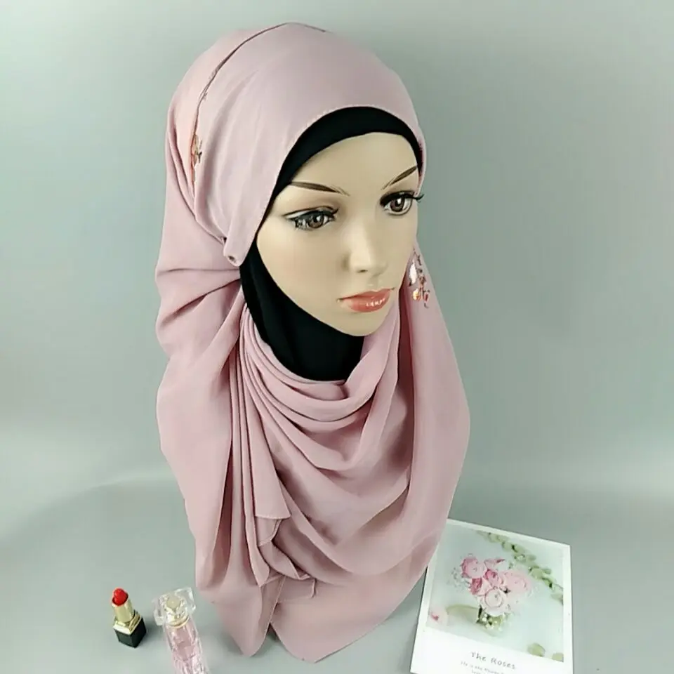 C7 подружек невесты высокого качества с цветочным рисунком пузырь шифон хиджаб мусульманский шали женский шарф платок-шарф повязка на голову 180*75 см