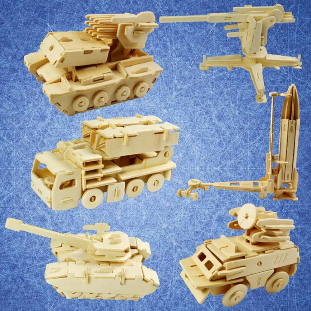 1pcs 3D wooden puzzle war toys helps to develop children's intelligence education and children's jigsaw puzzle environment