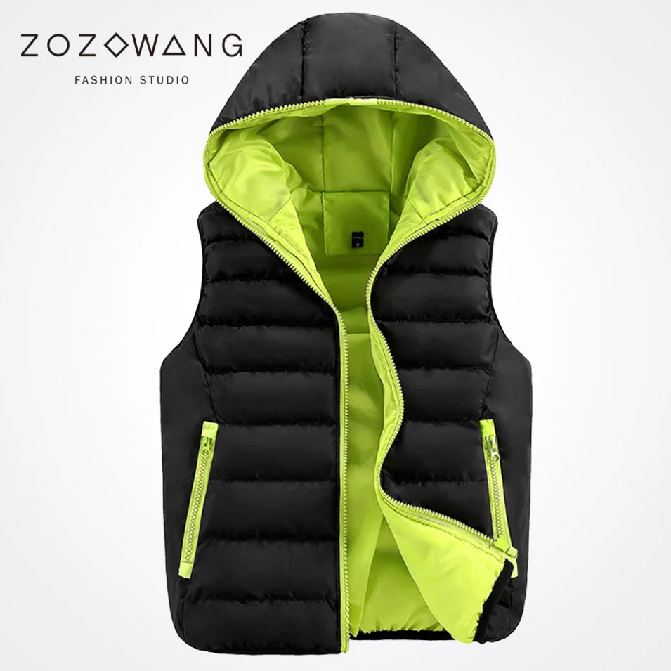

Zozowang 2017 Autumn Men's Hooded Thick Vests Women Waistcoats Warm Mens Jackets Winter Sleeveless Coats Mens Brand Clothing