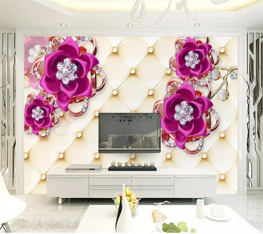 

wellyu papel de parede para quarto Custom wallpaper 3d jewels flowers soft pack TV background wall wallpapers for living room