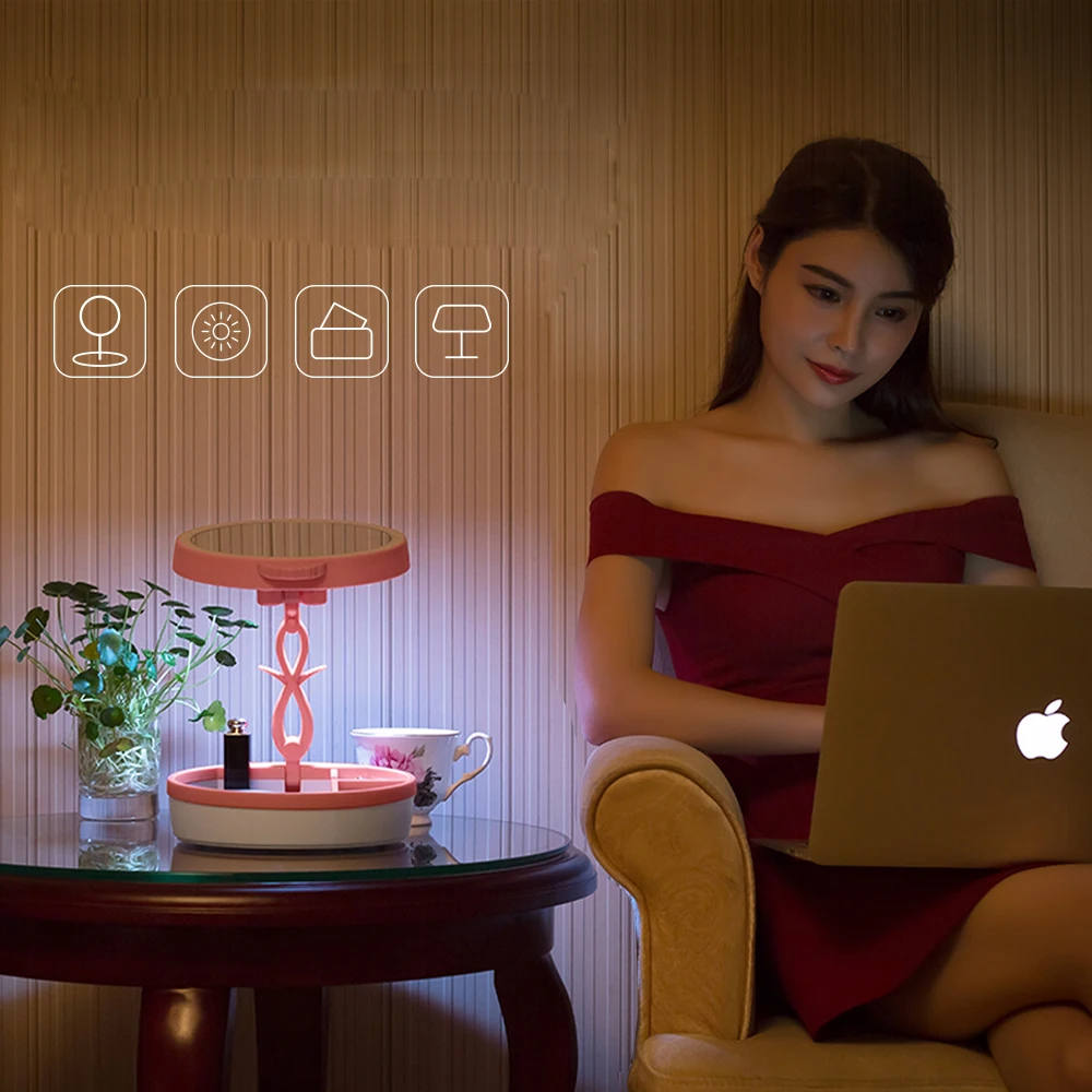 BEAUTMEI-Hot-Sale-USB-Rechargable-Table-Round-Shape-remote-control-LED-night-lamp-mirror(4)