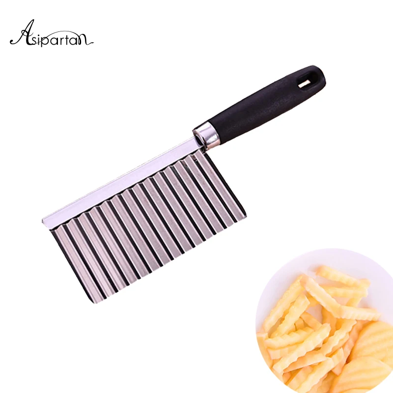 

Asipartan 1pcs Wavy Cutter Stainless Steel Potato Wavy Edged Cutter Vegetable Fruit Potato Kitchen Cooking Tools