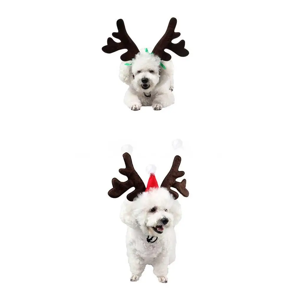 Рождественская забавная Праздничная Одежда для танцев олень шпилька плюшевая собака голова цветок животное тиара аксессуары для собак головной убор для собаки