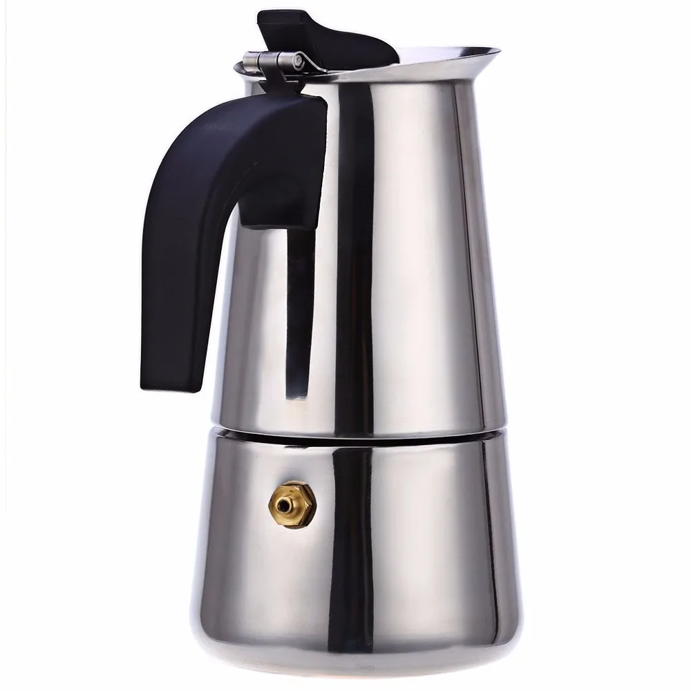 Кофейник из нержавеющей стали Moka, кофейник Mocha, эспрессо, латте, плита, фильтр, кофейники, 100 мл, 200 мл, 300 мл, 400 мл, Перколятор, инструменты