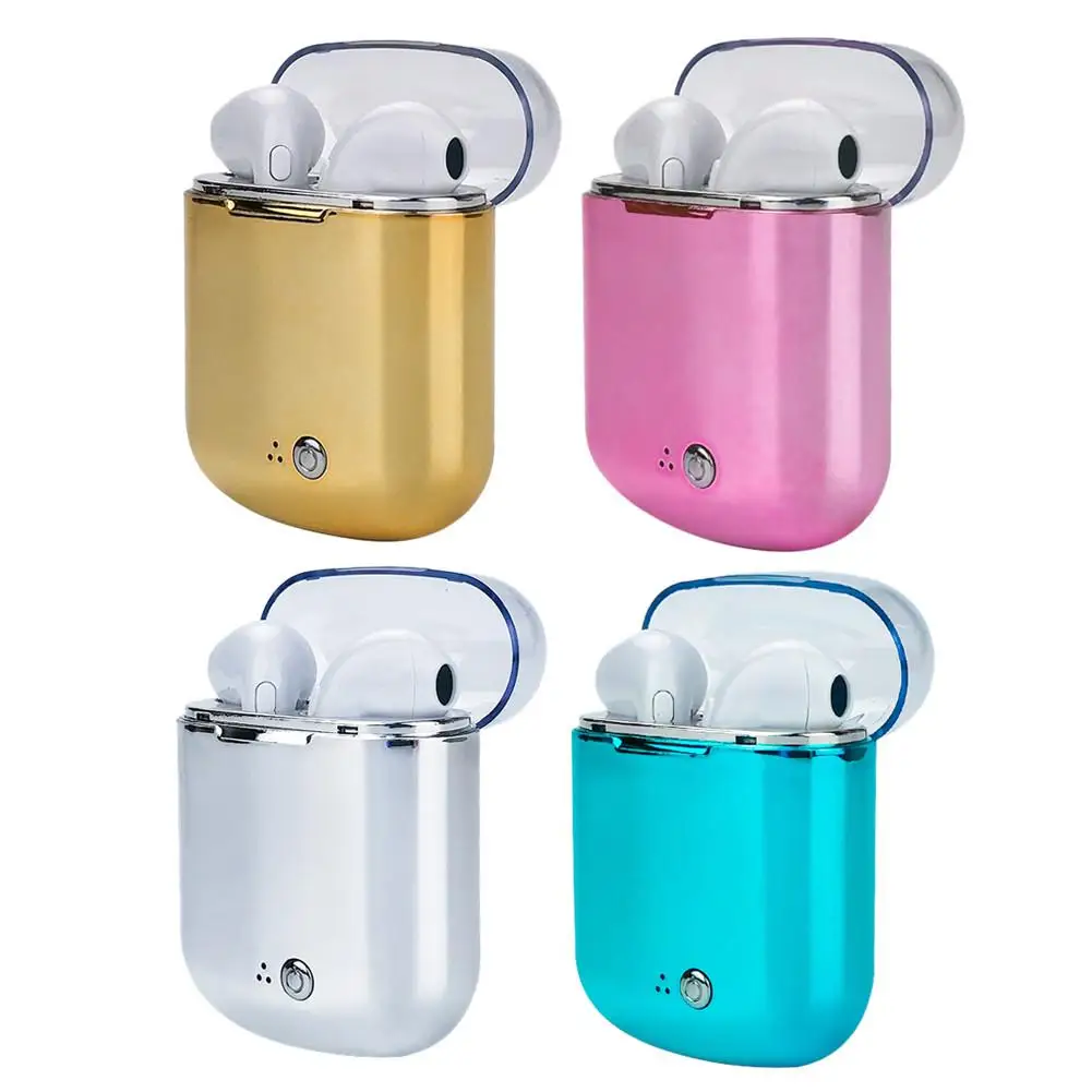 Binaural Wireless Bluetooth Headset TWS In Ear Colorful Earphone with Charging Bin Plating Earphones for I7s Plus