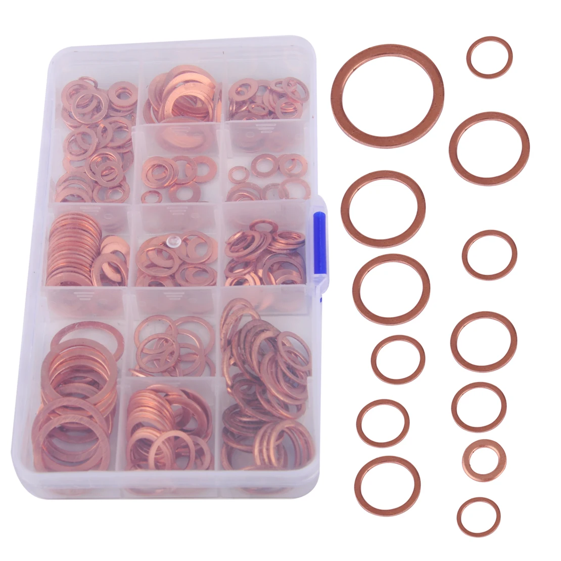 beler 280pcs New Solid Copper Washers Sump Plug Assorted Washer Metal