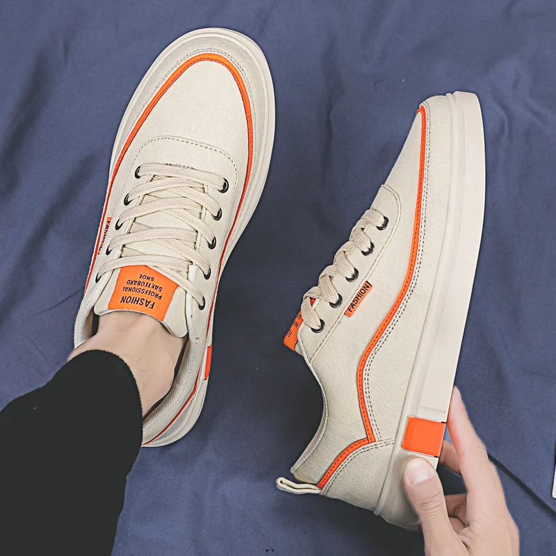

Fashion Canvas Men Shoes Lace-Up Men Casual Shoes New 2019 Plimsolls Breathable Male Footwear