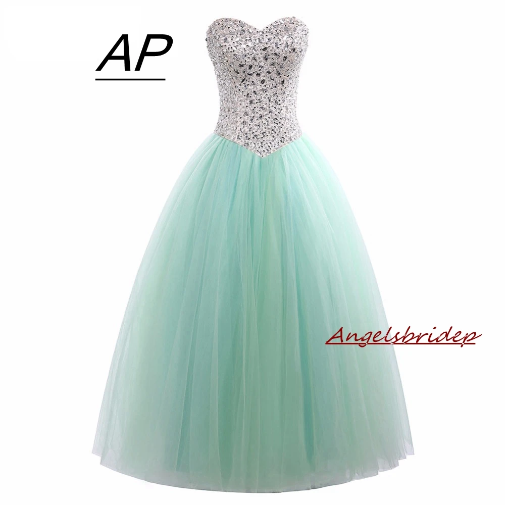 Angelsbridep мятно-зеленые пляжные Бальные платья для Quinceanera 2021 фатиновые с