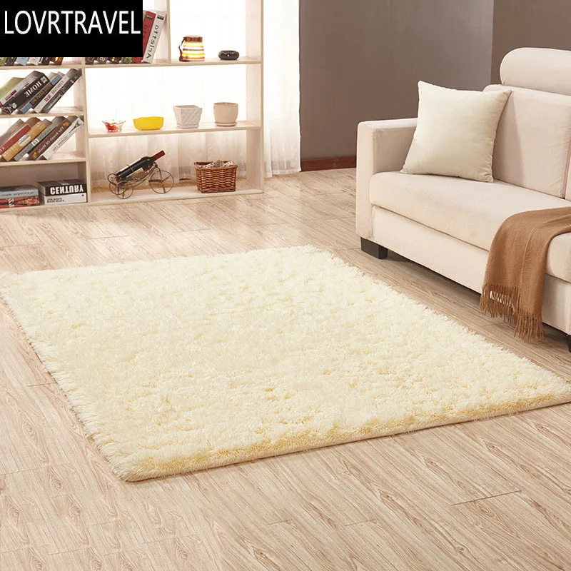 

LOVRTRAVEL Square Long Plush Thickened Washed Silk Slip Rug Carpets for Living Room Coffee Table Mat Bedroom Bedside Yoga Mats