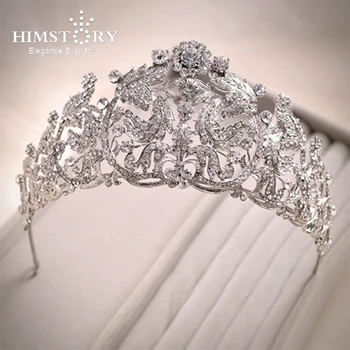 

Himstory Large European Vintage Princess Bridal Tiaras Crowns Crystal Rhinestone Queen Pageant Headband Bride Hair Accessories