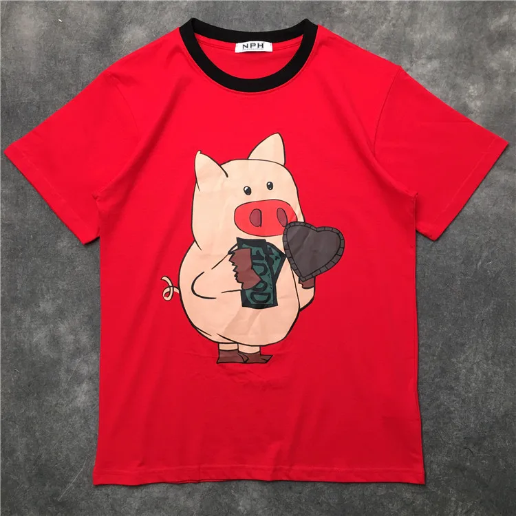 Новинка; Роскошная Для мужчин свинья сердца и надписью, футболки в стиле «хип-хоп» скейтборд, уличная мода хлопковая Футболка kenye S-XXL# K80 - Цвет: 3