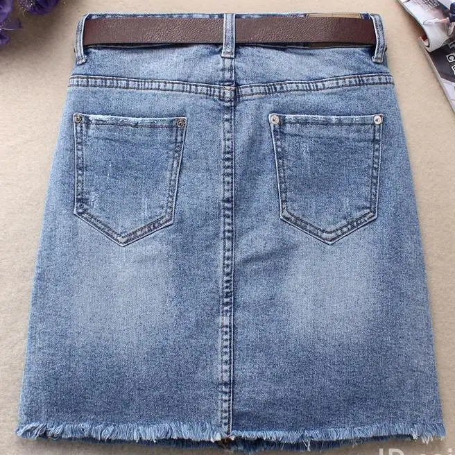 Летние модные женские джинсовые юбки с высокой талией, тянущаяся короткая мини-юбка трапециевидной формы размера плюс 2XL