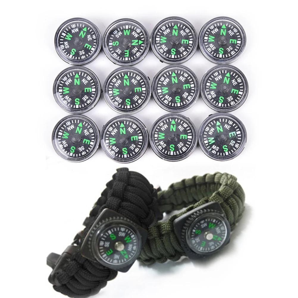 

12 Pcs 20mm Outdoor Camping Hiking Compasses Travel Small Mini Compasses Black
