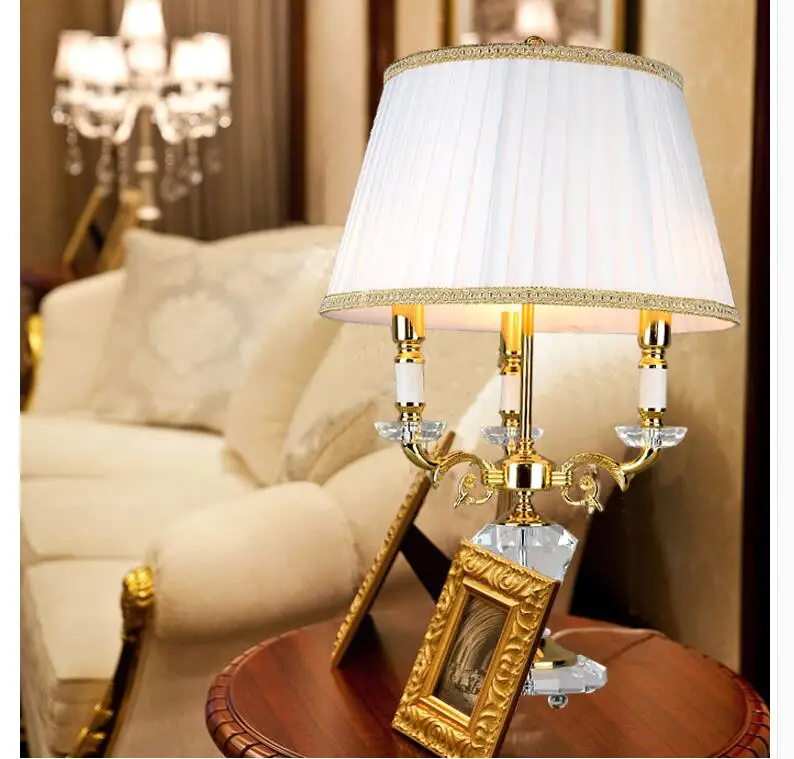 

Free Shipping Decor D460mm H730mm Golden Crystal Table Light Desk Light Wedding Candelabra for Table Lamp LED AC 100% Guaranteed