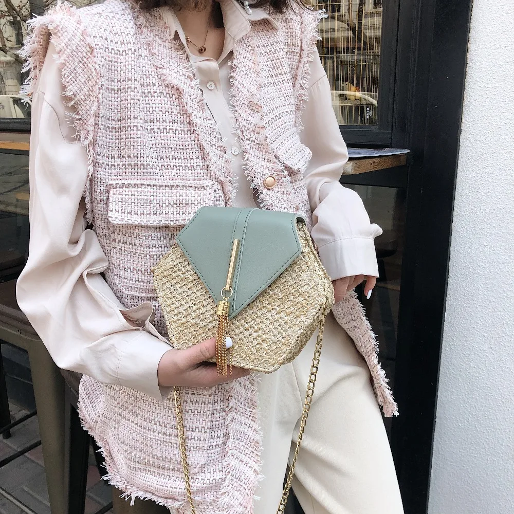 مسدس القش حقيبة للنساء 2019 الصيف المنسوجة الشاطئ Crossbody حقائب السيدات صغيرة المحافظ و حقائب الإناث السفر حقيبة ساعي