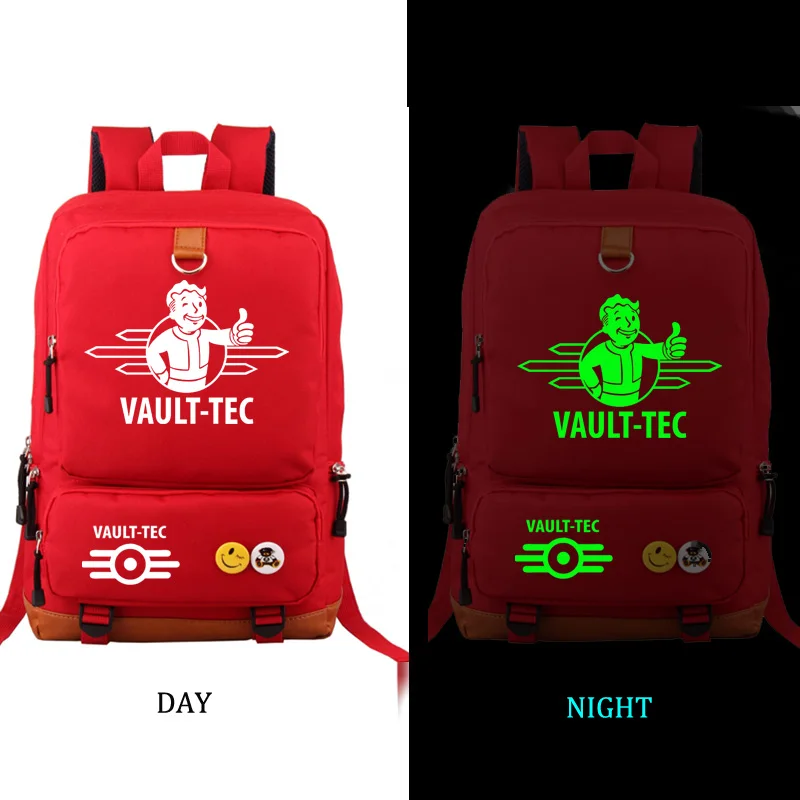 FALLOUT 4 школьная сумка, фосфоресцирующий рюкзак, Студенческая школьная сумка, рюкзак для ноутбука, повседневный рюкзак для отдыха - Цвет: style1 red