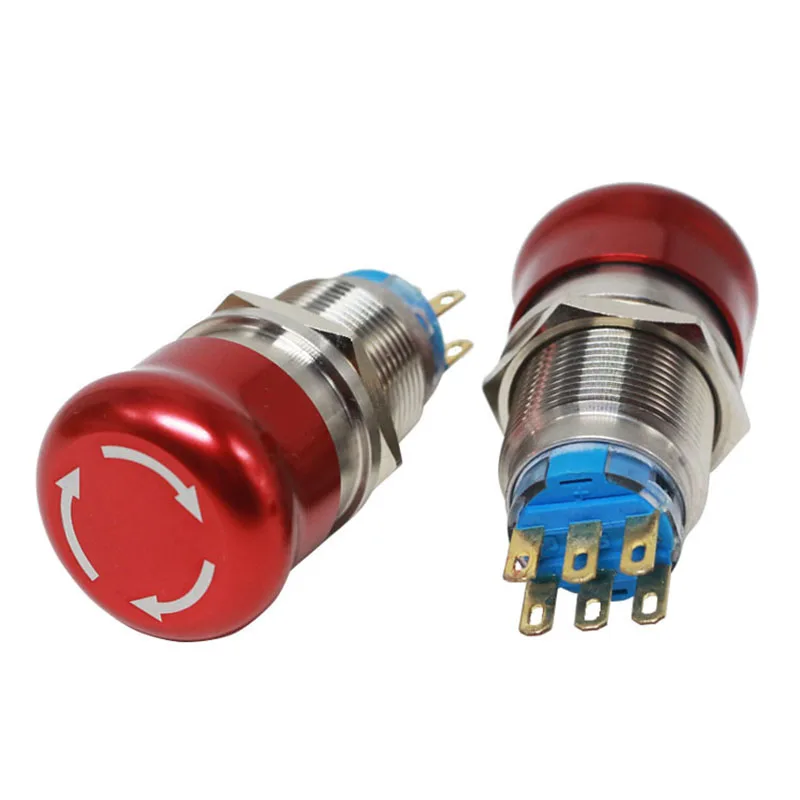 

22mm Metal aluminum Emergency stop switch Push Button Switch latching 2NO 2NC Car press button pin terminal metal push button