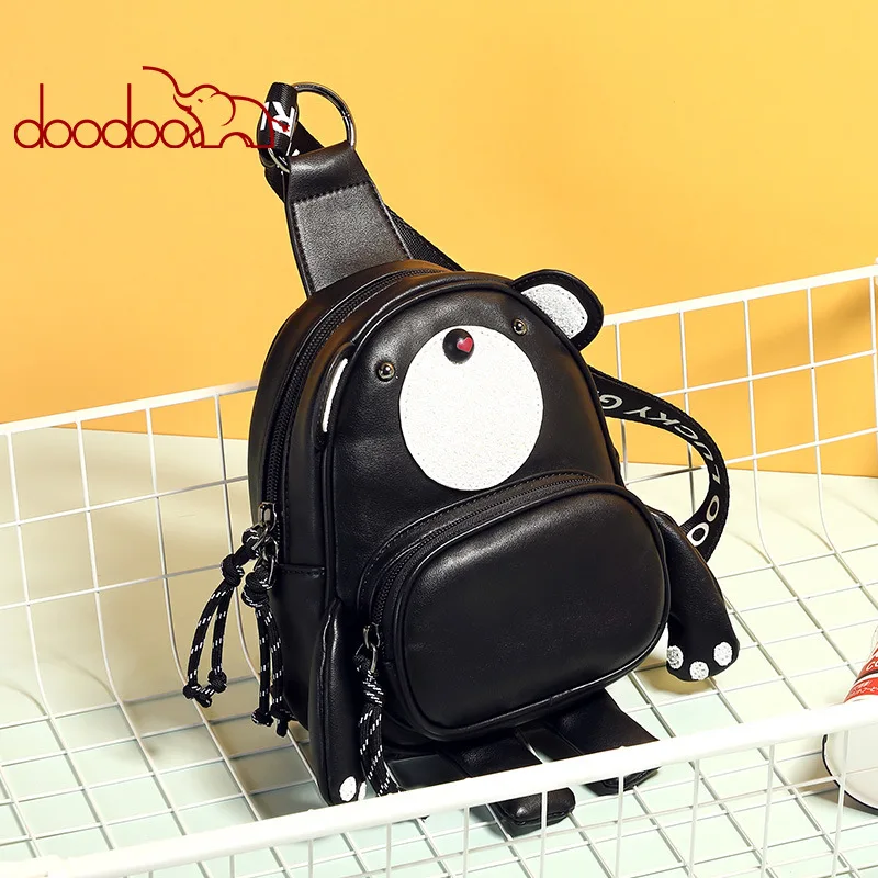 

Oblique Satchel Woman Chest Package Joker Korean Student Little Bear Single Shoulder backpack geometric doughnut girl bagpack