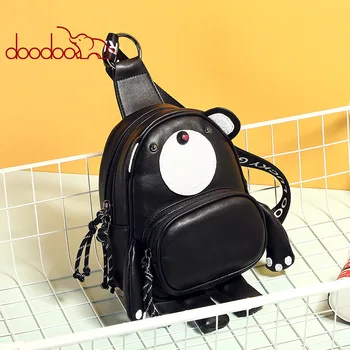 

Oblique Satchel Woman Chest Package Joker Korean Student Little Bear Single Shoulder backpack geometric doughnut girl bagpack
