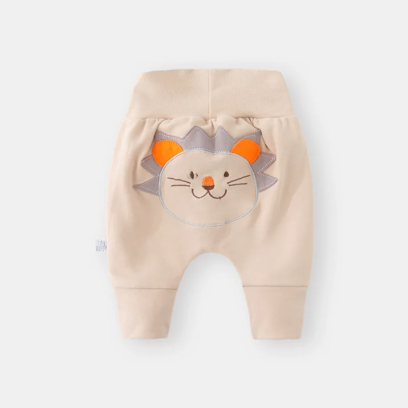 Autumn Winter Baby Pants Long Trousers Girls High Waist Leggings Newborn Clothes Boy Cartoon Lion dog rabbit bear Harem Pants - Цвет: lion