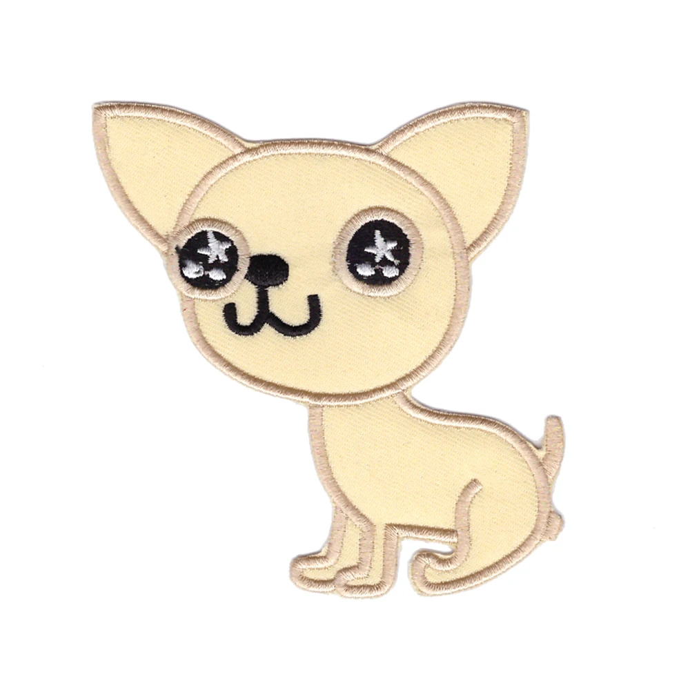 Sitting prone chihuahua dog breed embroidery patch puppy breed iron on