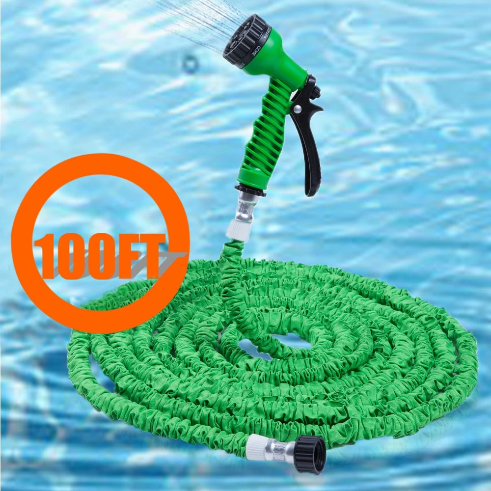 

Expandable Water Hose pipe with 7 Modes Spray Gun, Garden Watering House Cleaning Washing Appliance, 100FT