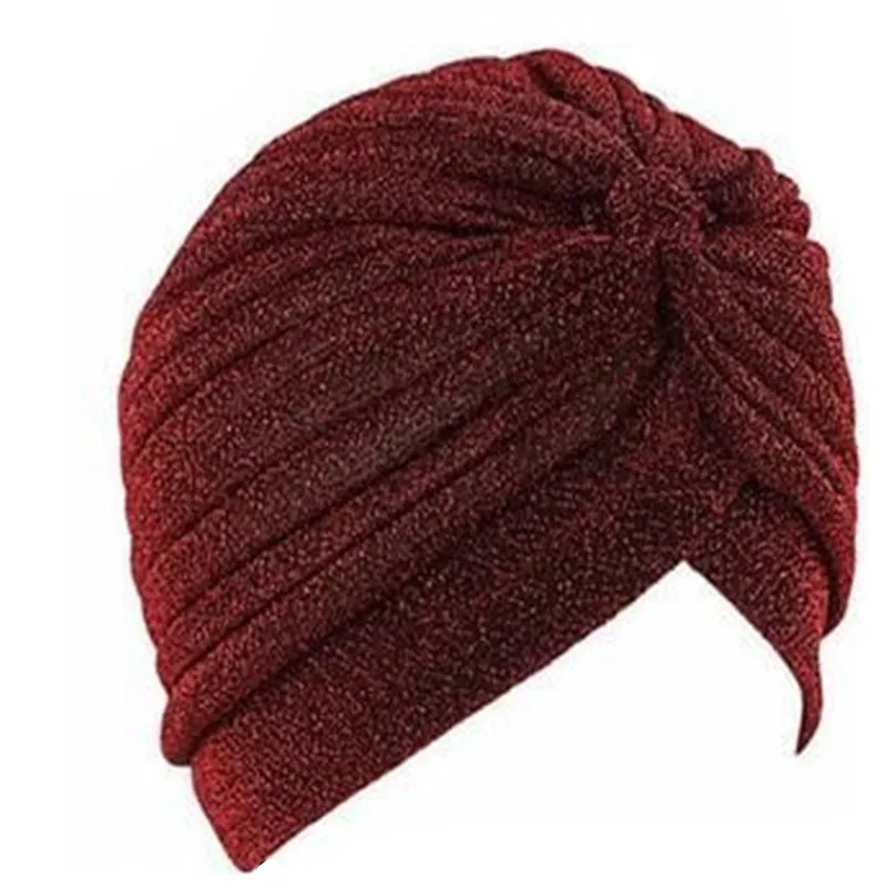 Новинка,, Великолепная Золотая Шапка-тюрбан, простая блестящая индийская шляпа, мусульманский хиджаб для женщин и мужчин, F0245 - Цвет: red