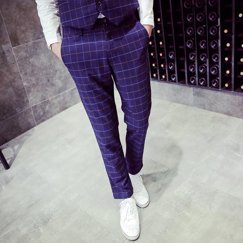 purple plaid pants mens