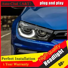 Авто Clud автомобильный Стайлинг для VW Scirocco фары 09-14/15 для Scirocco фары светодиодные DRL передние Биксеноновые линзы двойной луч HID комплект