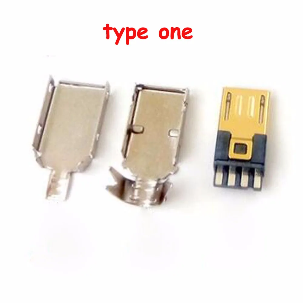 

30set Gold Plating Micro USB male plug with metal shell Welded wire type