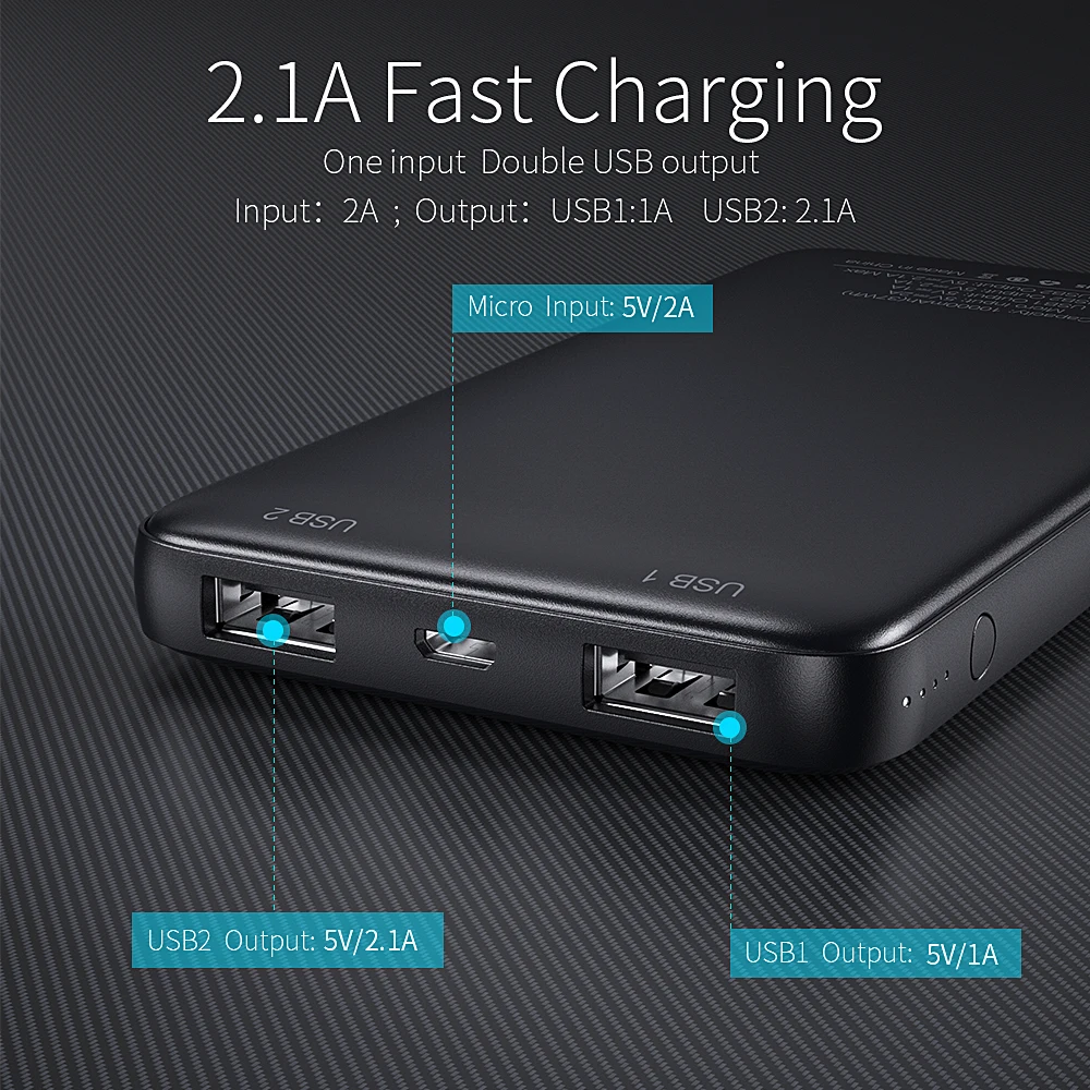  Essager Slim Power Bank 10000mah Dual USB Power Für Xiao mi mi 9 iPhone 10000 mAh Poverbank Tragbar