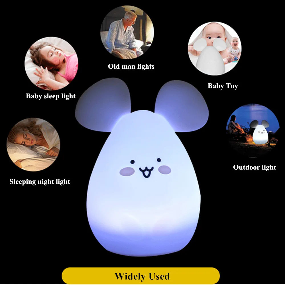 SuperNight Cute Cartoon Cat Mice LED Night Light Touch Sensor Colorful Silicone Bedside Table Lamp for Children Kids Baby Gift (12)