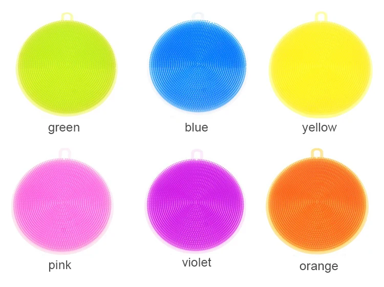 food grade antibacterial colorful double side durable silicone dishwashing brush
