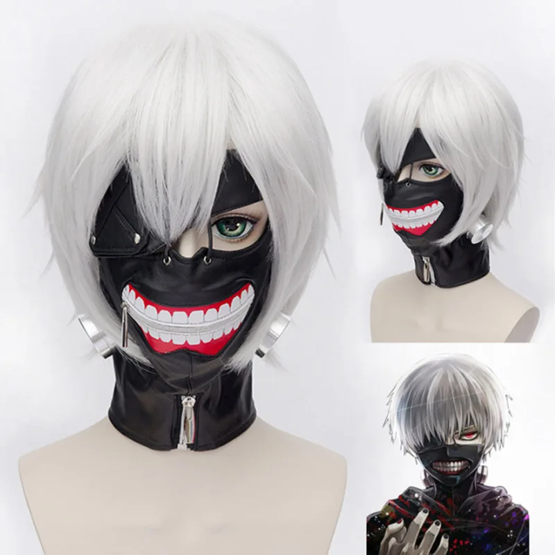 Новые Вечерние косплэй тушь для ресниц De аниме Регулируемый Хэллоуин маска искусственная кожа японский Блиндер Kaneki Кен Токио маска вурдалака