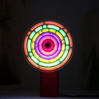 

Portable Handheld Cooling Fan Colorful LED Mini Light Battery Power With Strap
